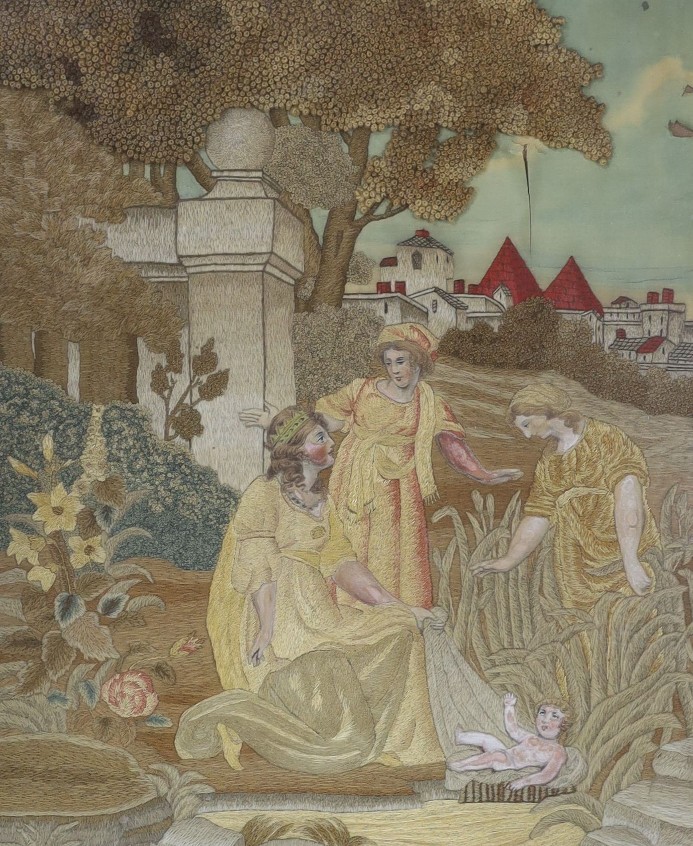 A Regency silkwork picture of Moses